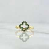 Silhouette Clover Ring 2.05gr / Size 7 1/4 / Green Zircons 18K Yellow Gold