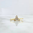 Ring Solitaire Flower 1.5gr / Size 7 1/2 / White Zircons 18K Yellow Gold