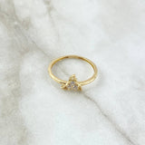 Ring Solitaire Flower 1.5gr / Size 7 1/2 / White Zircons 18K Yellow Gold