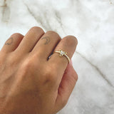 Ring Solitaire Flower 1.5gr / Size 7 1/2 / White Zircons 18K Yellow Gold