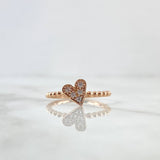 Heart Beads Ring 2.05gr / Size 6 1/4 / White Zircons 18K Rose Gold