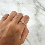 Heart Beads Ring 2.05gr / Size 6 1/4 / White Zircons 18K Rose Gold