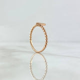 Heart Beads Ring 2.05gr / Size 6 1/4 / White Zircons 18K Rose Gold