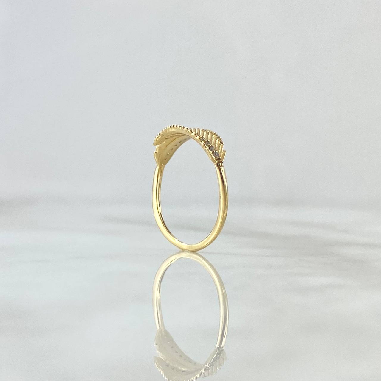 Anillo Hojas Dobles 1.75gr / T7 / Circones Blancos Oro Amarillo 18K ©