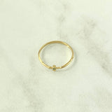 Cross Ring 1.1gr / T7 3/4 / Green Zircon 18K Yellow Gold ©