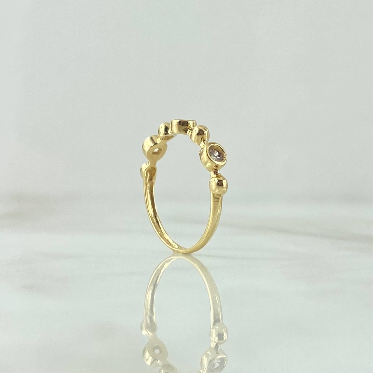 Bezel Sphere Ring 1.65gr / Size 6 / White Zircons 18K Yellow Gold ©