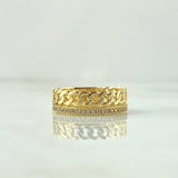 Double Cuban Link Ring 4.15gr / T6 1/4 / White Zircons 18K Yellow Gold ©