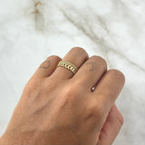 Double Cuban Link Ring 4.15gr / T6 1/4 / White Zircons 18K Yellow Gold ©