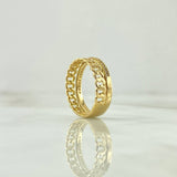 Double Cuban Link Ring 4.15gr / T6 1/4 / White Zircons 18K Yellow Gold ©
