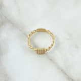 Anillo Cuadro Cubano 1.65gr / T6 3/4 / Circones Blancos Oro Amarillo 18K