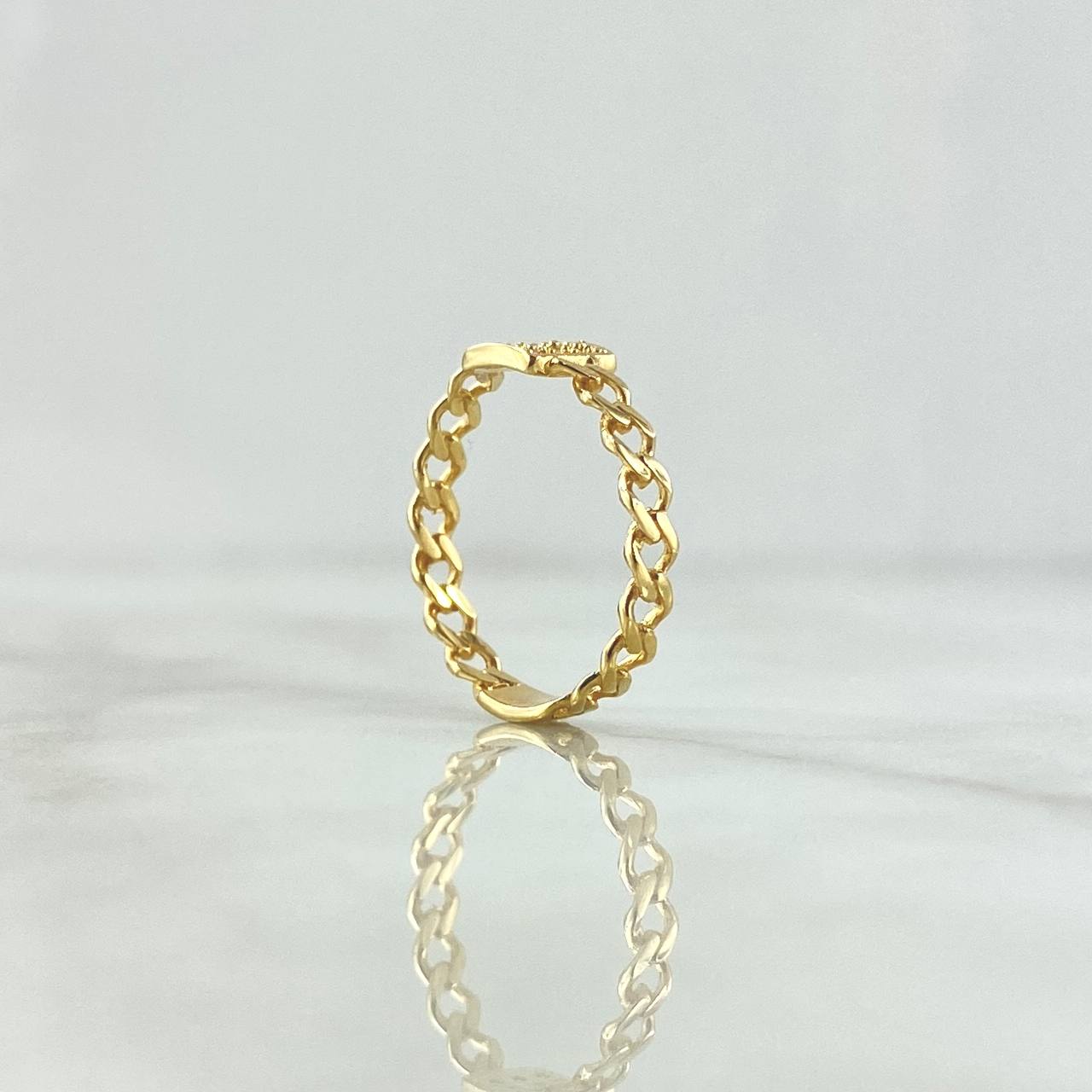 Cuban Square Ring 1.55gr / Size 7 / White Zircons 18K Yellow Gold *