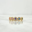 Dense Circles Ring 2.25gr / Size 6 1/2 / Colored Zircons 18K Yellow Gold