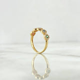 Dense Circles Ring 2.25gr / Size 6 1/2 / Colored Zircons 18K Yellow Gold