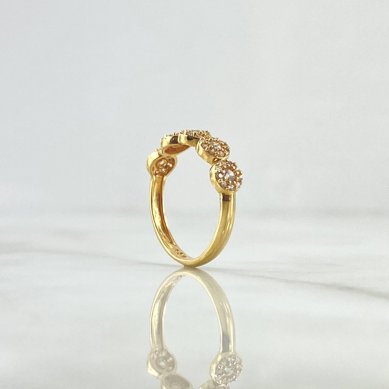 Thick Churumbela Ring 2.25gr / Size 6 1/2 / White Zircons 18K Yellow Gold