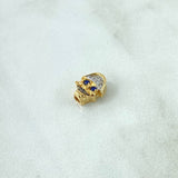 Herraje Calavera De Pirata 1.1gr / 1cm / Circones Blancos Y Azul Oro Amarillo 18K ©