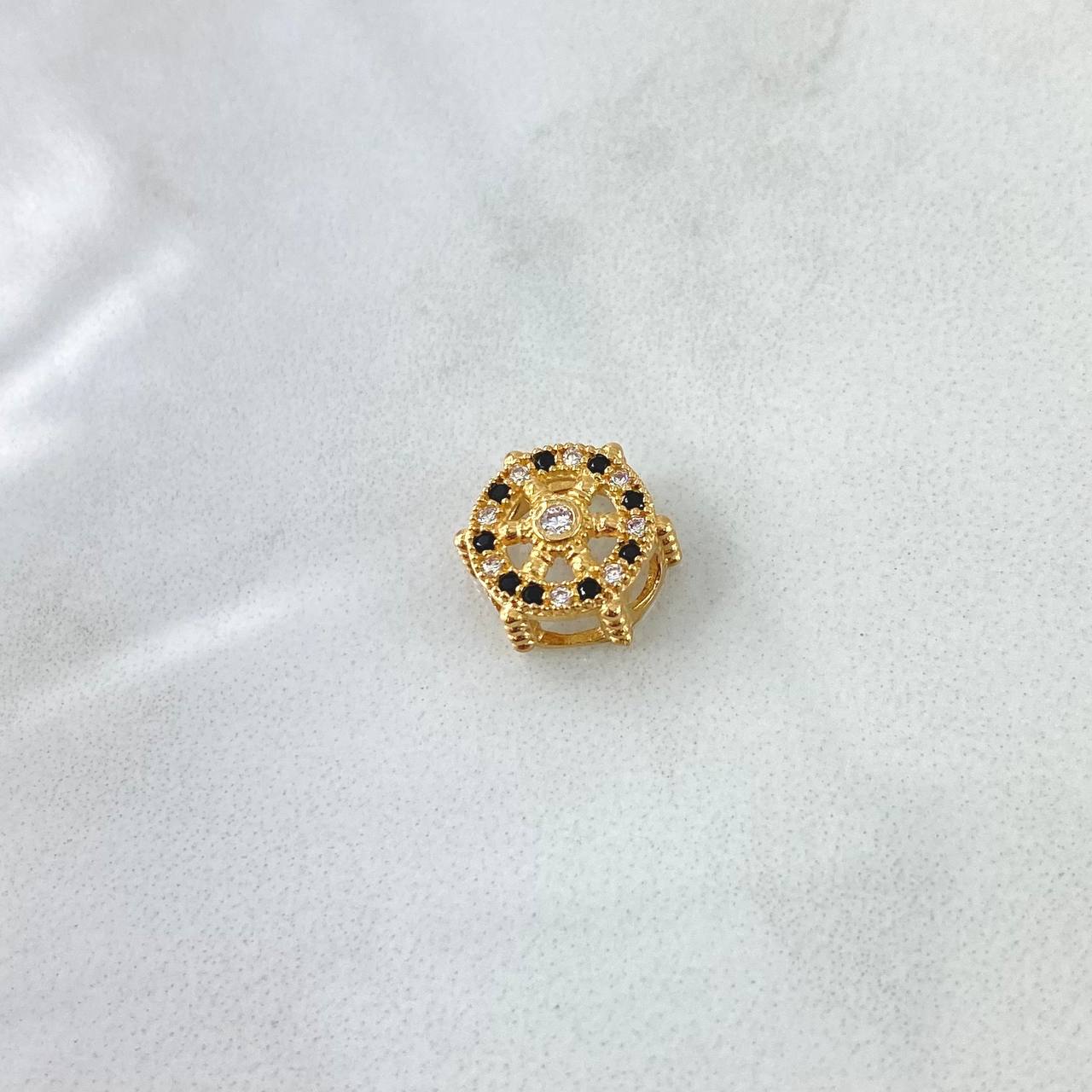 Charm Towbar 1gr / 1cm / White and Black Zircons 18K Yellow Gold ©