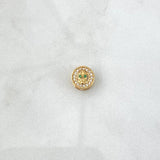 Charm Skull In Hoop 1.1gr / 1cm / White And Green Zircons 18K Yellow Gold ©