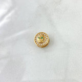 Charm Skull In Hoop 1.1gr / 1cm / White And Green Zircons 18K Yellow Gold ©