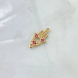 Herraje Mano Hansa 1.25gr / 2cm / Circones Blancos Y Fucsia Oro Amarillo 18K ©