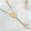 Rosary Rosario Virgin Miraculous Cross Nail 21gr / 60cm / 5mm-6mm White Zircons Three 18K Golds ©