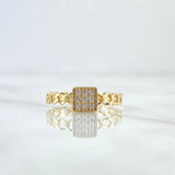 Anillo Cuadro Cubano 1.65gr / T6 3/4 / Circones Blancos Oro Amarillo 18K