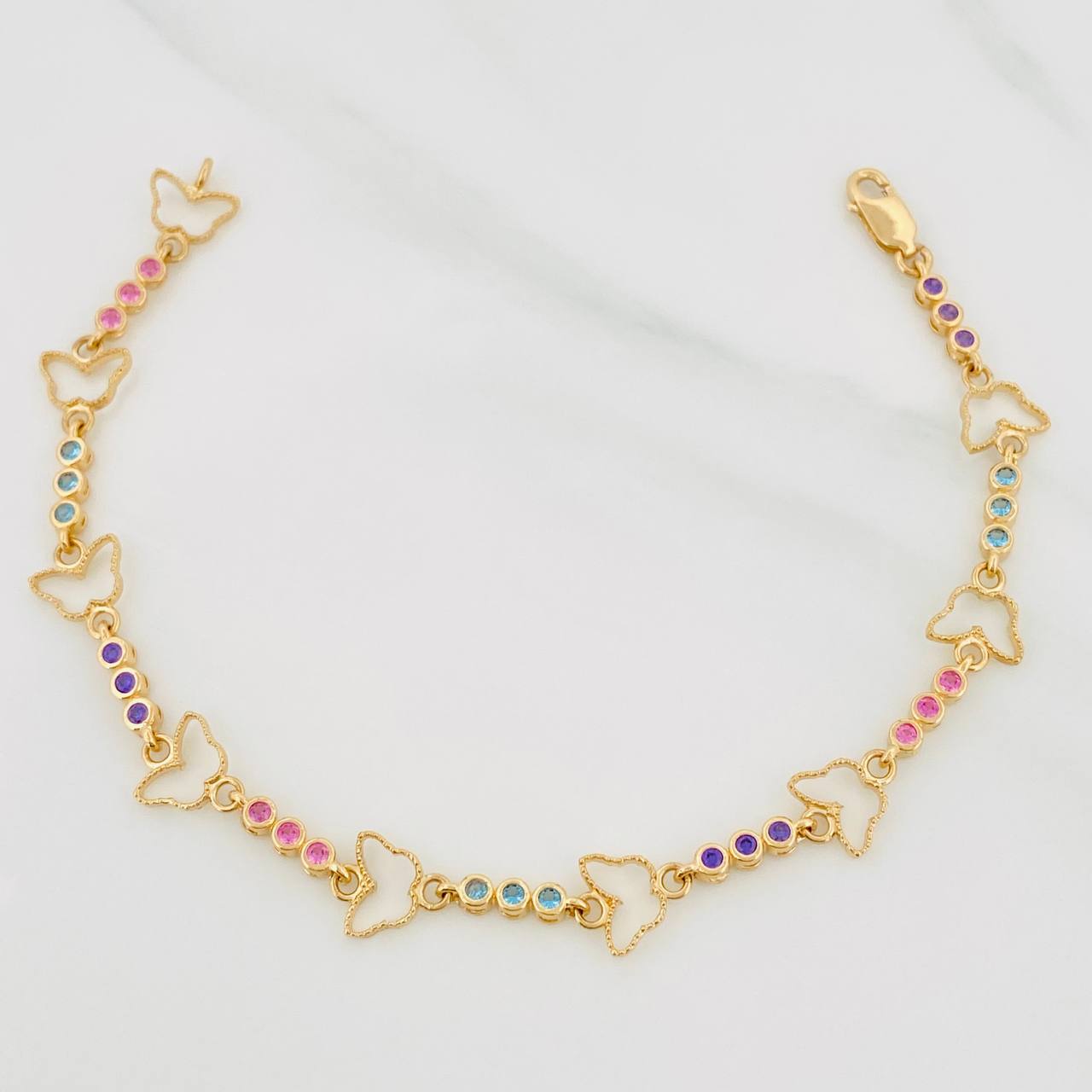 Tennis Bracelet Butterfly 6.05g / 7 in / 2.6mm Yellow Gold 18K