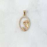 Pendant Virgin Mary 1.4gr / 2.8cm / Oval Silhouette White Zirconia Yellow Gold