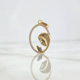 Pendant Virgin Mary 1.4gr / 2.8cm / Oval Silhouette White Zirconia Yellow Gold
