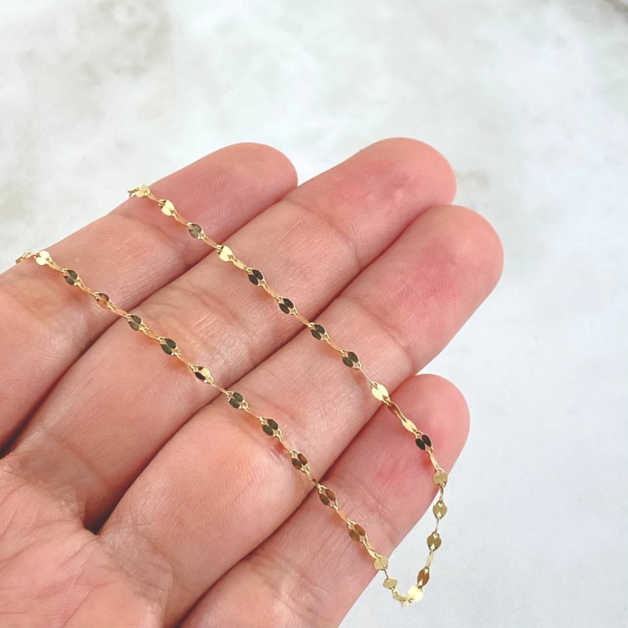 Cadena Flor Espejo 1gr / 17 3/4 in / 1.9mm Oro Amarillo +3 18K !