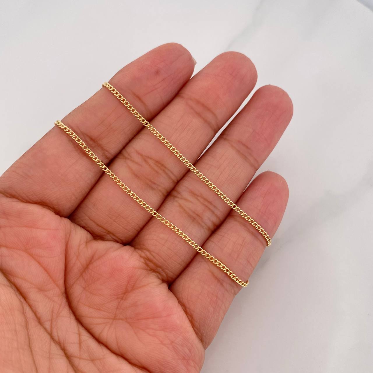 Cadena Mini Cubana 2g / 24 in / 1.3mm Oro Amarillo 18K