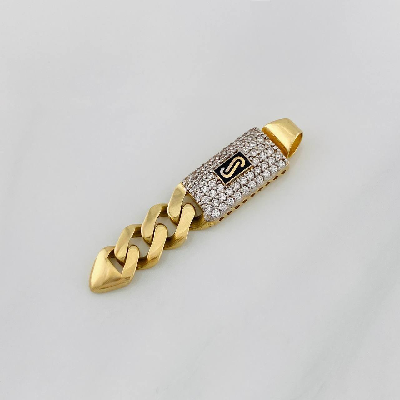 Dije Cubana Infinito 3g / 1 1/2 in Dos Oros Amarillo Blanco 18K