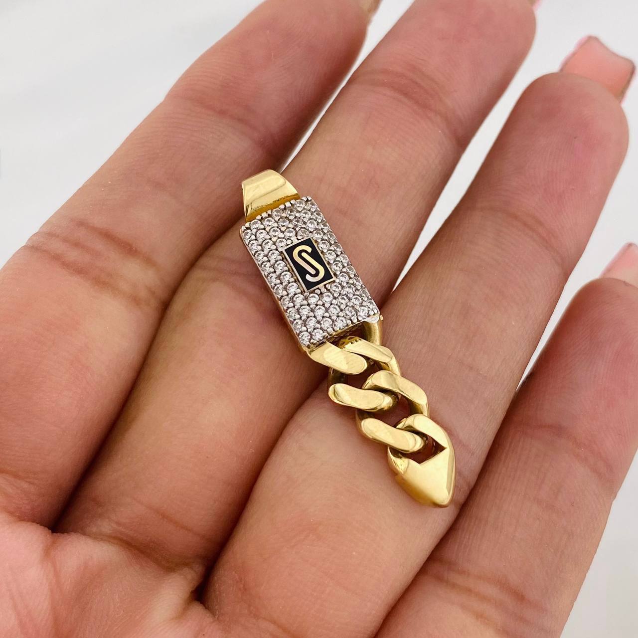 Dije Cubana Infinito 3g / 1 1/2 in Dos Oros Amarillo Blanco 18K