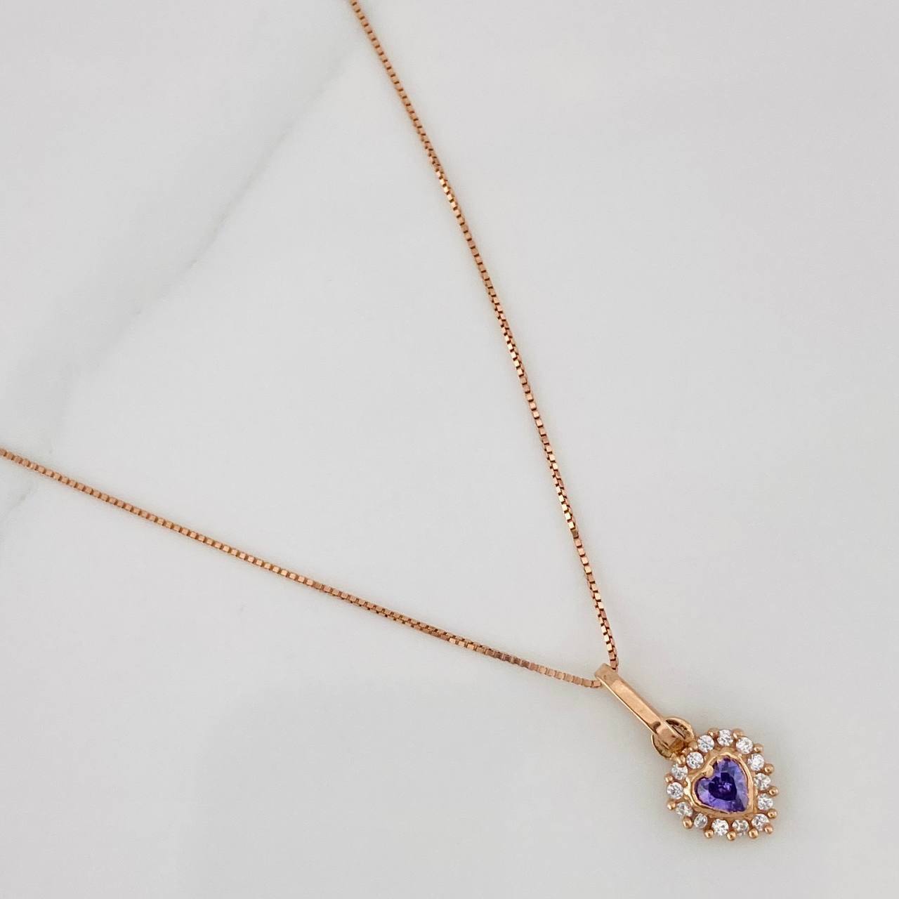 Set Venetian Chain + Heart Pendant / 1.54g / 18 in Rose Gold 18K