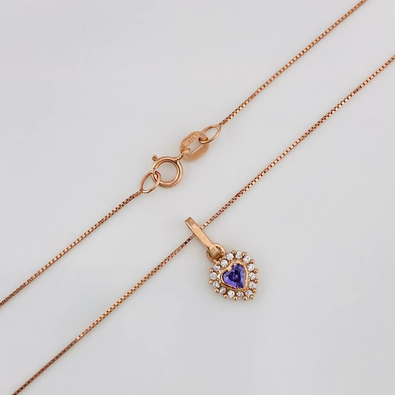 Venetian Chain Set + Heart Pendant / 1.5g / 18 in Rose Gold 18K