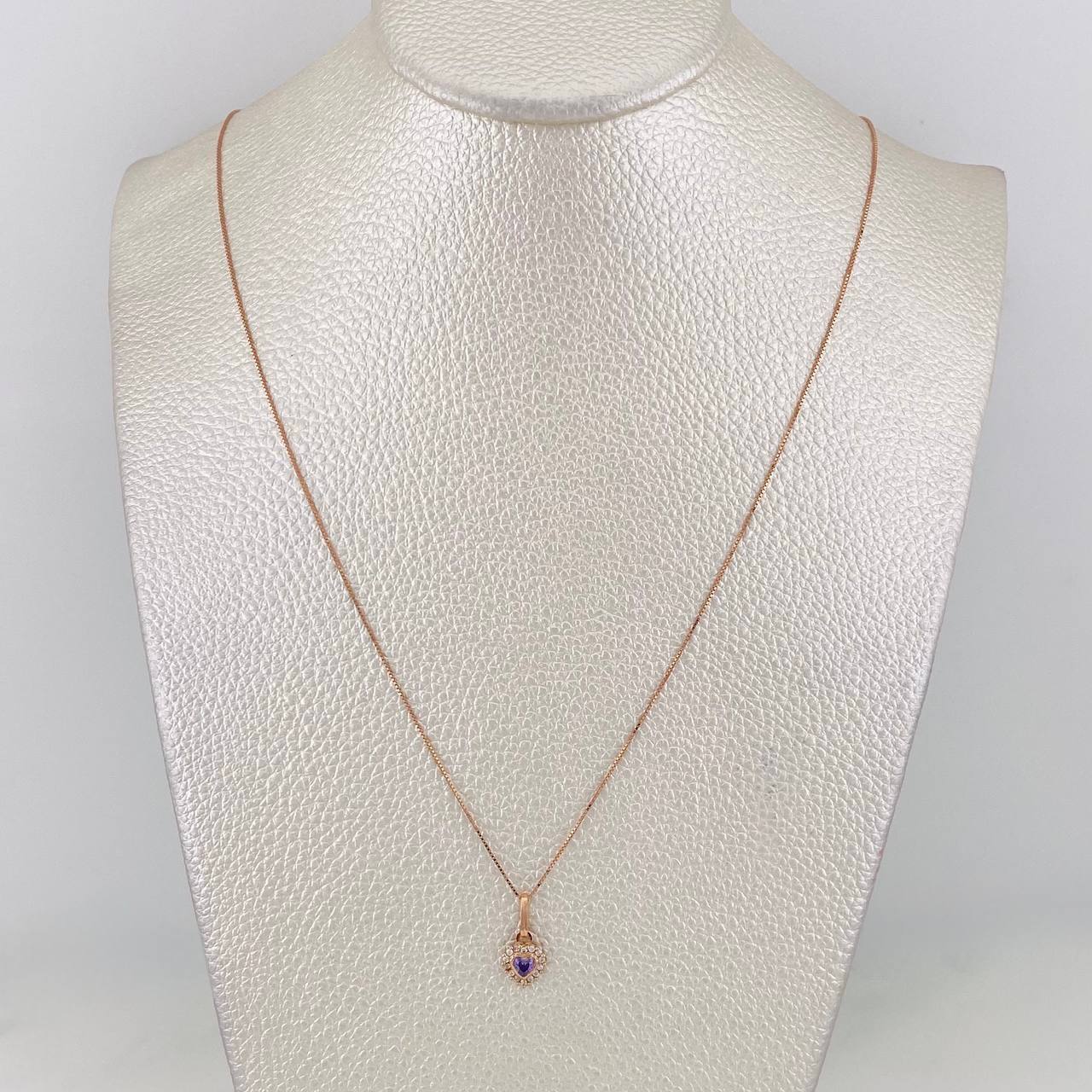 Set Venetian Chain + Heart Pendant / 1.52g / 18 in Rose Gold 18K