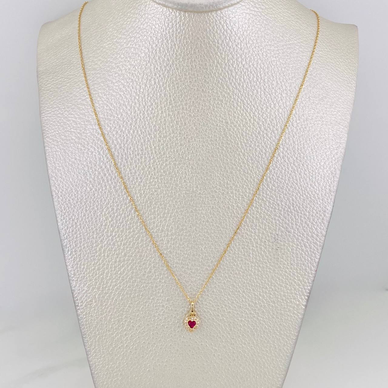 Set Classic Link Chain + Heart Pendant / 1.85g / 18 in Yellow Gold 18K