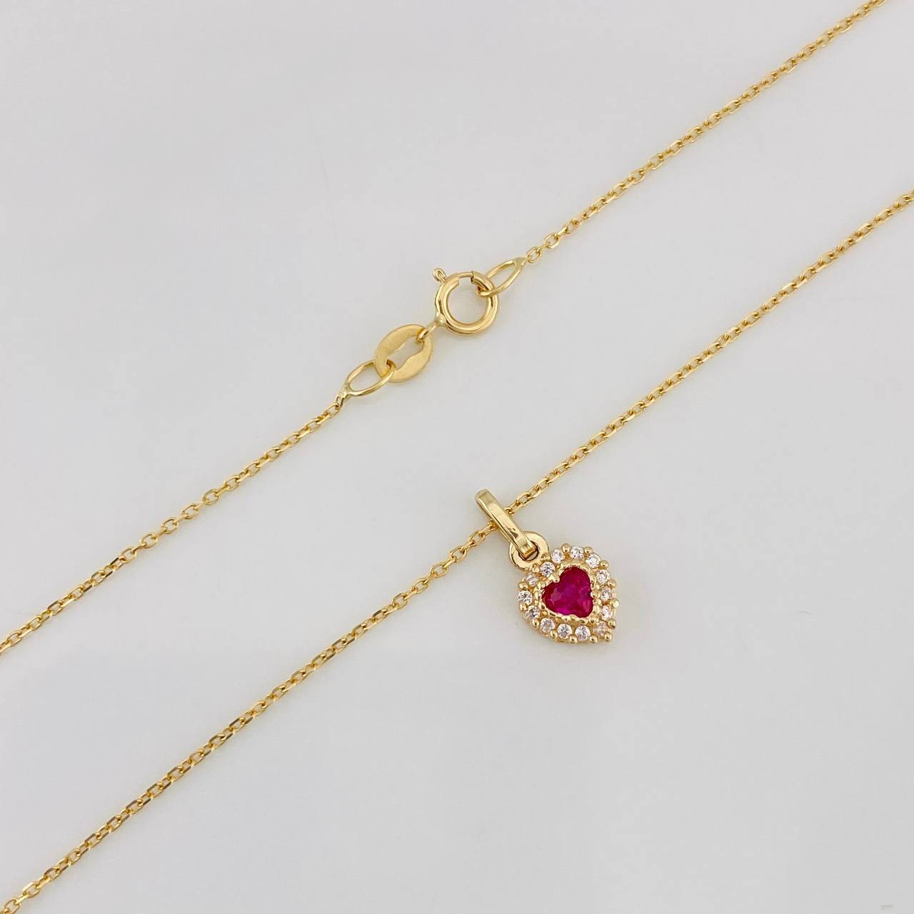 Set Cadena Aro Seguido + Dije Corazon / 1.77g / 18 in Oro Amarillo 18K