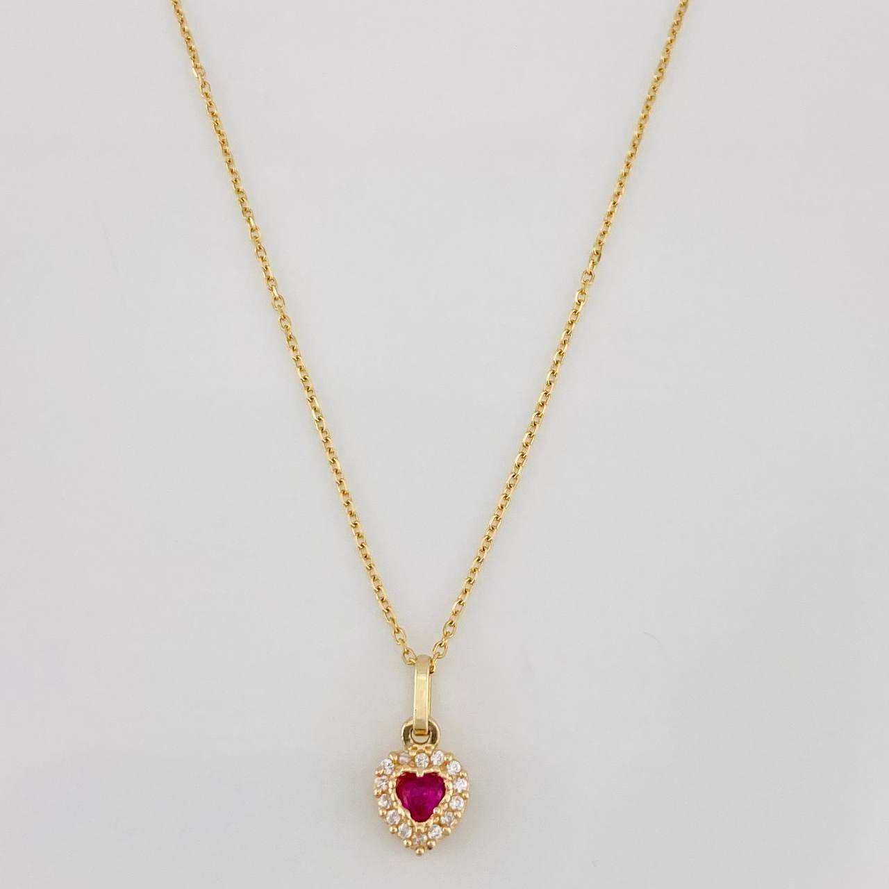 Set Classic Link Chain + Heart Pendant / 1.85g / 18 in Yellow Gold 18K
