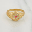 Flower Signet Ring 4.1g / T11 3/4 Yellow Gold 18K