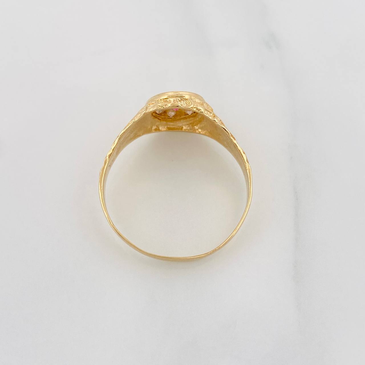 Flower Signet Ring 4.1g / T11 3/4 Yellow Gold 18K