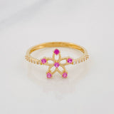 Anillo Flor 1.55g / T6 3/4 Oro Amarillo 18K