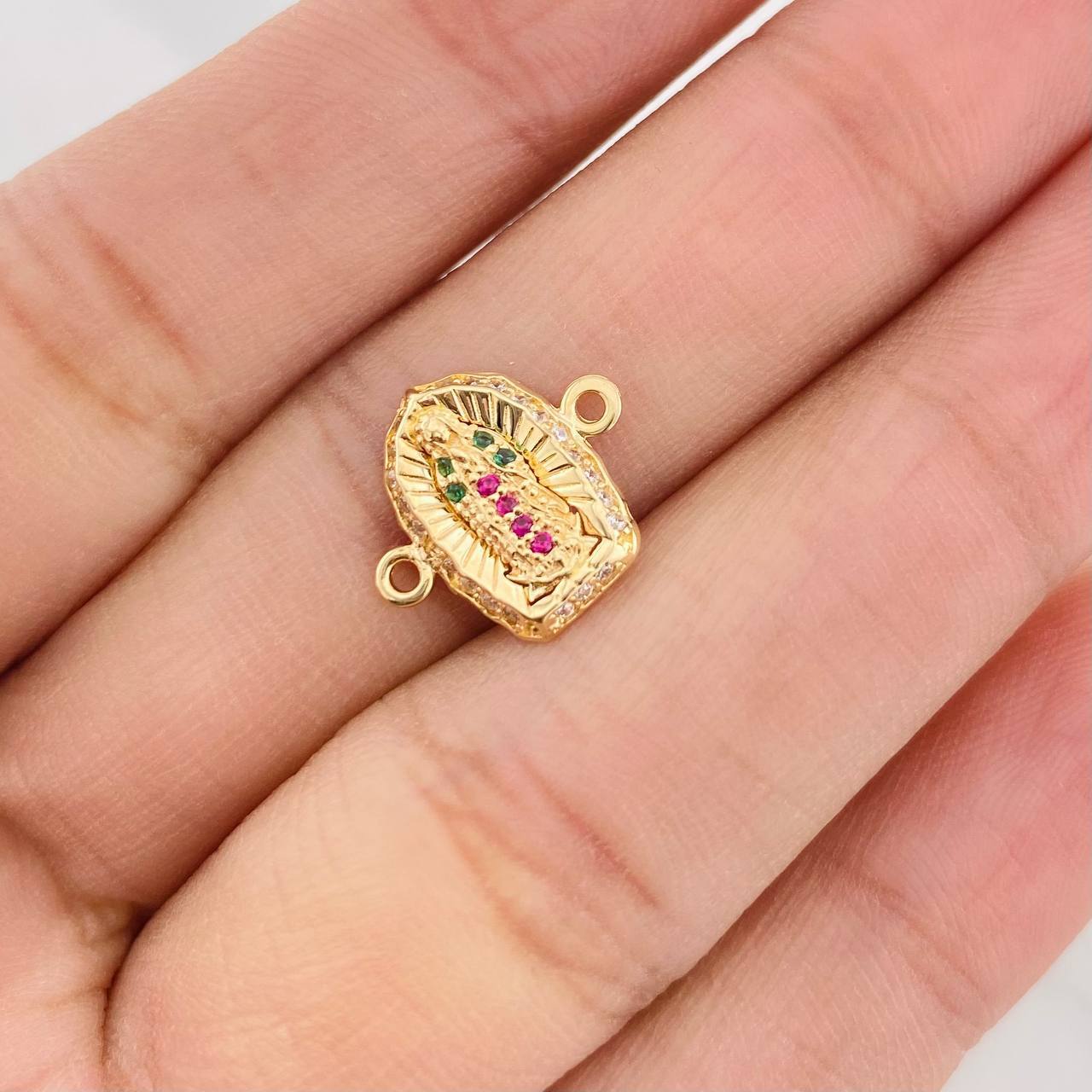 Virgin of Guadalupe Charm 1.05g / 1/2 in Two-Tone Yellow White Gold 18K