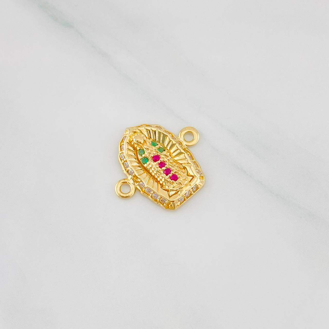 Virgin of Guadalupe Charm 1.05g / 1/2 in Two-Tone Yellow White Gold 18K