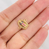 Herraje Virgen de Guadalupe 1.25g / 1/2 in Dos Oros Amarillo Blanco 18K