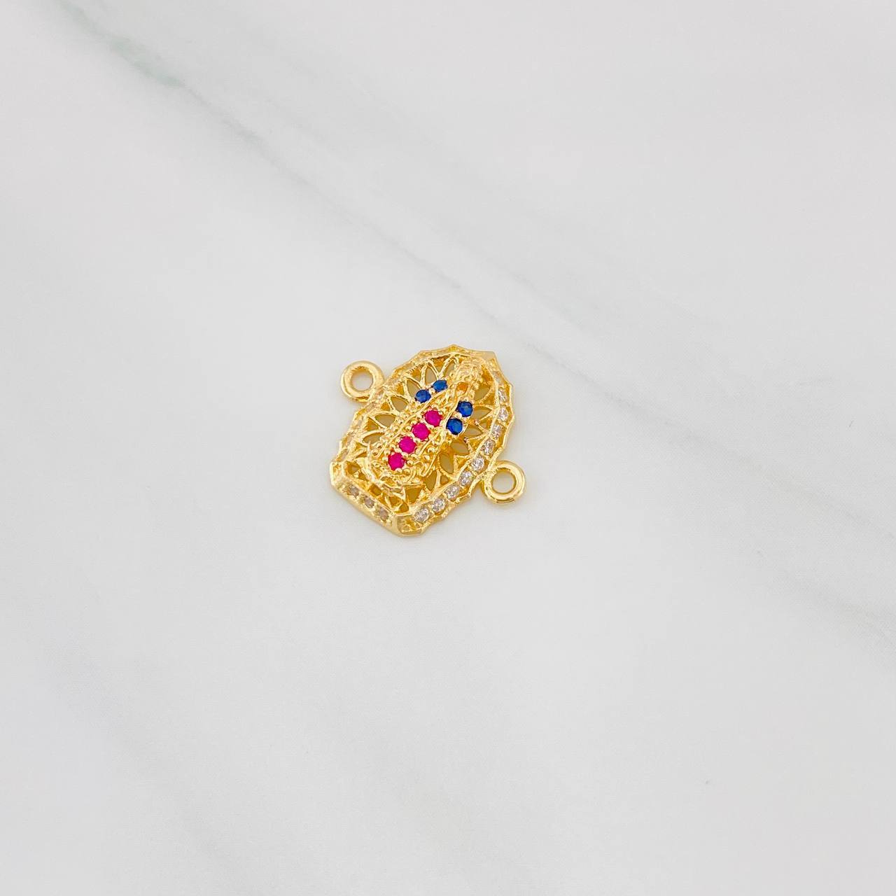 Herraje Virgen de Guadalupe 1.25g / 1/2 in Dos Oros Amarillo Blanco 18K