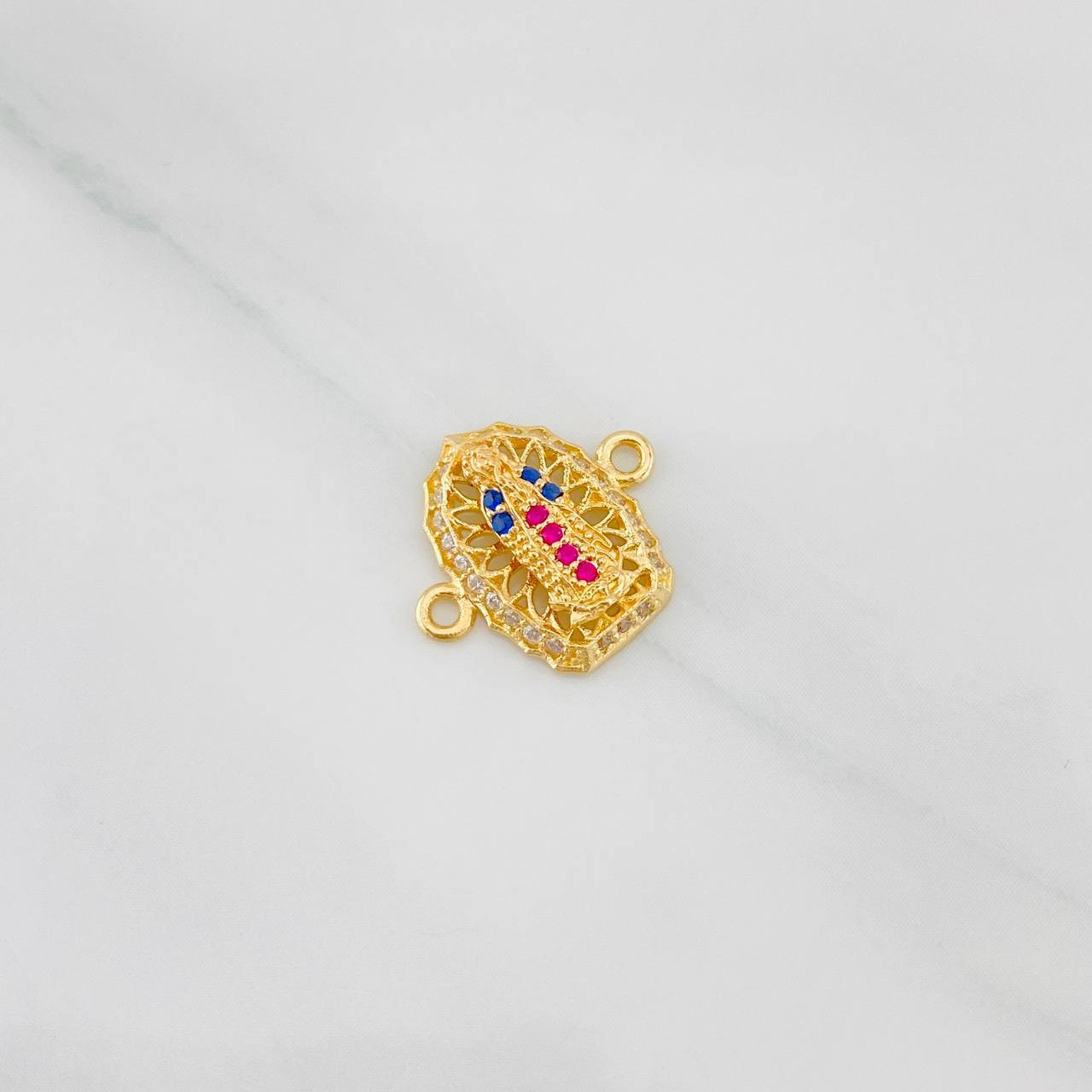 Herraje Virgen de Guadalupe 1.25g / 1/2 in Dos Oros Amarillo Blanco 18K