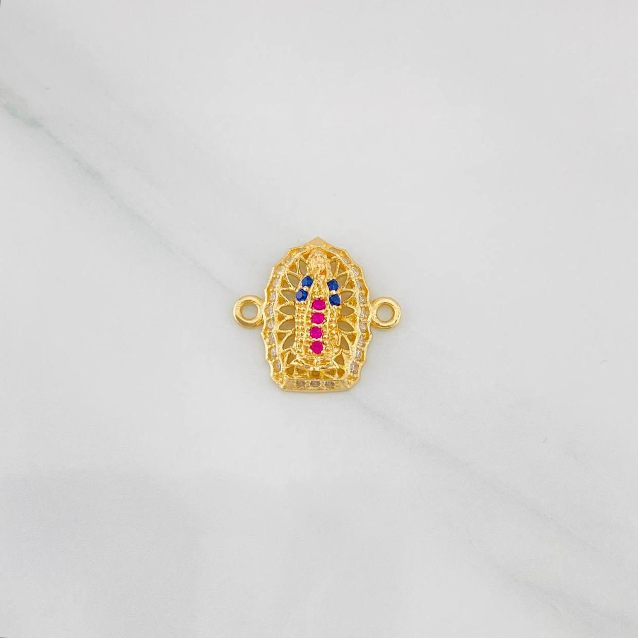 Herraje Virgen de Guadalupe 1.25g / 1/2 in Dos Oros Amarillo Blanco 18K