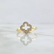 Silhouette Clover Ring 2.1gr / Size 8 1/4 / White Zircons 18K Yellow Gold