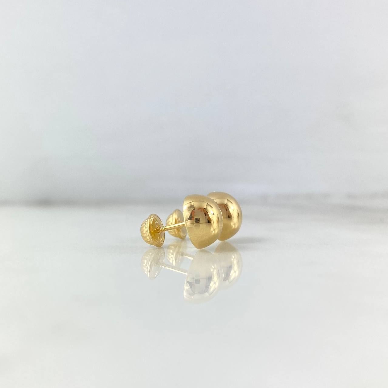 Stud Earrings Media Bead 1.25gr / 1cm / Polished 18K Yellow Gold *