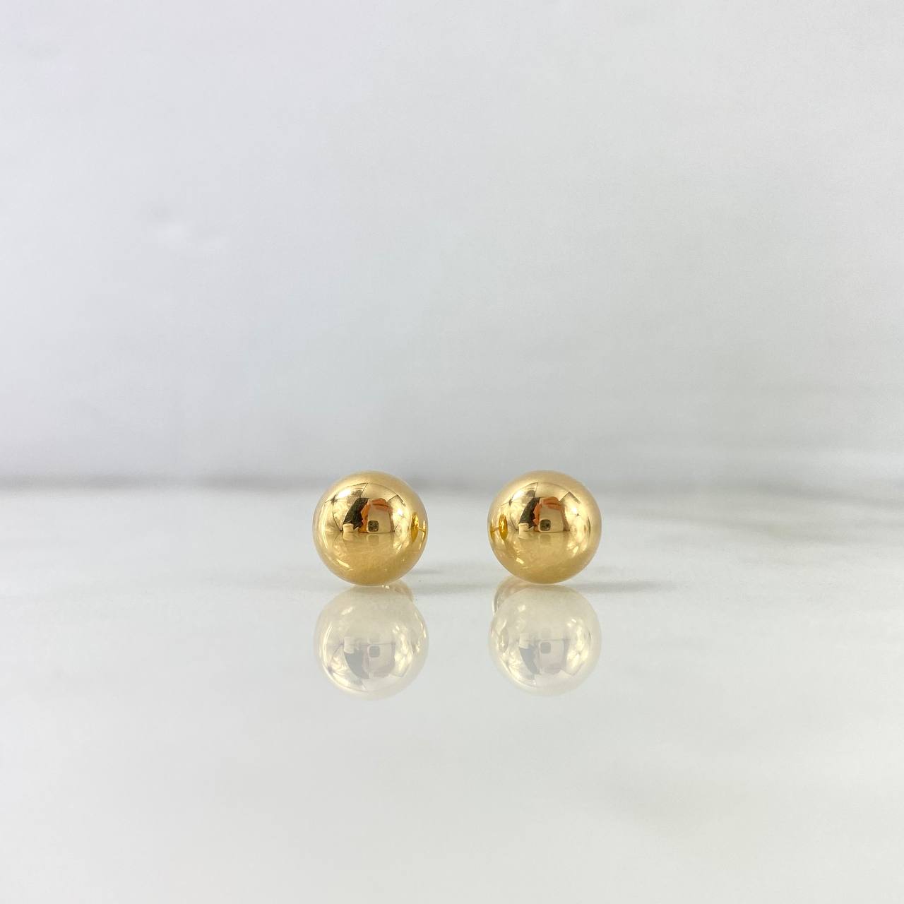 Stud Earrings Media Bead 1.25gr / 1cm / Polished 18K Yellow Gold *